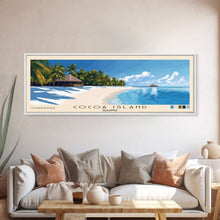 Cargar imagen en el visor de la galería, Cocoa Island, Maldives Panoramic Print, Vacation Gift, Maldives Wall Art, Beach Painting, Beach Decor, Large Wall Art, Wood Frame Art
