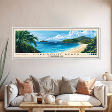 Cargar imagen en el visor de la galería, Coki Point Beach, US Virgin islands Panoramic Print, Vacation Gift, US Virgin islands Wall Art, Beach Painting, Beach Decor, Large Wall Art, Wood Frame Art

