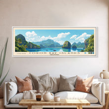Load image into Gallery viewer, Coron Bay Islands, Philippines Panoramic Beach Print, Vacation Gift, Philippines Wall Art, Framed Canvas Print, Framed Beach Painting
