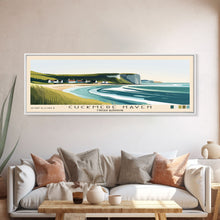 Load image into Gallery viewer, Cuckmere Haven, United Kingdom Panoramic Beach Print, Vacation Gift, United Kingdom Wall Art, Framed Canvas Print, Framed Beach Painting
