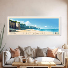 Carregar imagem no visualizador da galeria, D-Day beaches, France Panoramic Beach Print, Vacation Gift, France Wall Art, Framed Canvas Print, Framed Beach Painting
