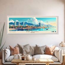 Load image into Gallery viewer, Da Nang, Vietnam Panoramic Beach Print, Vacation Gift, Vietnam Wall Art, Framed Canvas Print, Framed Beach Painting

