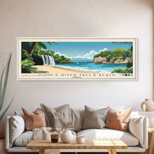 Load image into Gallery viewer, Dunn’s River Falls Beach, Jamaica Panoramic Beach Print, Vacation Gift, Jamaica Wall Art, Beach Painting, Beach Decor, Beach Painting
