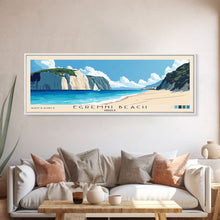 Load image into Gallery viewer, Egremni Beach, Greece Panoramic Beach Print, Vacation Gift, Greece Wall Art, Framed Canvas Print, Framed Beach Painting
