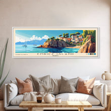 Load image into Gallery viewer, Embiez Island, France Panoramic Print, Vacation Gift, France Wall Art, Beach Painting, Beach Decor, Large Wall Art, Wood Frame Art
