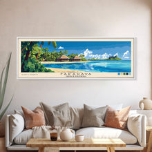 Cargar imagen en el visor de la galería, Fakarava, French Polynesia Panoramic Beach Print, Vacation Gift, French Polynesia Wall Art, Framed Canvas Print, Framed Beach Painting
