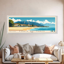 Load image into Gallery viewer, Forte dei Marmi, Italy Panoramic Beach Print, Vacation Gift, Italy Wall Art, Framed Canvas Print, Framed Beach Painting
