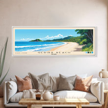 Load image into Gallery viewer, Geribá Beach, Brazil Panoramic Beach Print, Vacation Gift, Brazil Wall Art, Framed Canvas Print, Framed Beach Painting
