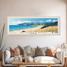 Load image into Gallery viewer, Gillespies Beach, New Zealand Panoramic Beach Print, Vacation Gift, New Zealand Wall Art, Framed Canvas Print, Framed Beach Painting
