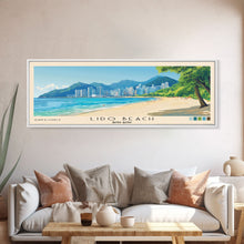 Load image into Gallery viewer, Lido Beach, Hong Kong Panoramic Print, Vacation Gift, Hong Kong Wall Art, Beach Painting, Beach Decor, Beach Or Lakehouse Art
