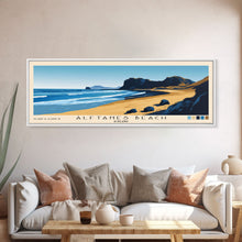 Carregar imagem no visualizador da galeria, Álftanes Beach, Iceland Panoramic Print, Vacation Gift, Iceland Wall Art, Beach Painting, Beach Decor, Large Wall Art, Wood Frame Art
