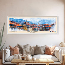 Carregar imagem no visualizador da galeria, Albena, Bulgaria Watercolor Beach Print, Vacation Gift, Bulgaria Wall Art, Framed Canvas Print, Framed Beach Painting
