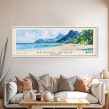 Load image into Gallery viewer, Anaoke Beach, Cook Islands Watercolor Beach Print, Vacation Gift, Cook Islands Wall Art, Beach Painting, Beach Decor, Beach Painting
