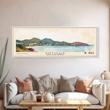 Carregar imagem no visualizador da galeria, Antigua, Antigua and Barbuda Watercolor Beach Print, Vacation Gift, Antigua and Barbuda Wall Art, Framed Canvas Print, Framed Beach Painting
