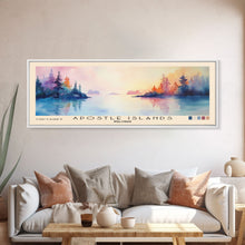 Load image into Gallery viewer, Apostle Islands, Wisconsin Watercolor Print, Vacation Gift, Wisconsin Wall Art, Beach Painting, Beach Decor, Large Wall Art, Wood Frame Art
