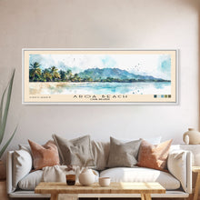 Load image into Gallery viewer, Aroa Beach, Cook Islands Watercolor Print, Vacation Gift, Cook Islands Wall Art, Beach Painting, Beach Decor, Large Wall Art, Wood Frame Art
