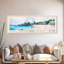 Load image into Gallery viewer, Bathsheba Beach, Barbados Watercolor Print, Vacation Gift, Barbados Wall Art, Beach Painting, Beach Decor, Large Wall Art, Wood Frame Art
