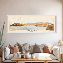 Carregar imagem no visualizador da galeria, Cabrera, Spain Watercolor Beach Print, Vacation Gift, Spain Wall Art, Framed Canvas Print, Framed Beach Painting
