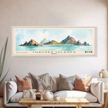 Cargar imagen en el visor de la galería, Chausey Islands, France Watercolor Beach Print, Vacation Gift, France Wall Art, Framed Canvas Print, Framed Beach Painting
