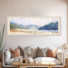 Cargar imagen en el visor de la galería, Coiba Island, Panamá Watercolor Beach Print, Vacation Gift, Panamá Wall Art, Framed Canvas Print, Framed Beach Painting
