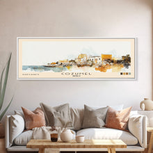 Load image into Gallery viewer, Cozumel, Mexico Watercolor Print, Vacation Gift, Mexico Wall Art, Beach Painting, Beach Decor, Large Wall Art, Wood Frame Art
