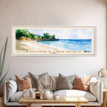 Load image into Gallery viewer, Doctor’s Cave Beach, Jamaica Watercolor Beach Print, Vacation Gift, Jamaica Wall Art, Framed Canvas Print, Framed Beach Painting
