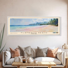 Cargar imagen en el visor de la galería, Flamenco Beach, Puerto Rico Watercolor Beach Print, Vacation Gift, Puerto Rico Wall Art, Framed Canvas Print, Framed Beach Painting
