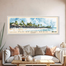 Load image into Gallery viewer, Flic en Flac Beach, Mauritius Watercolor Beach Print, Vacation Gift, Mauritius Wall Art, Beach Painting, Beach Decor, Beach Painting
