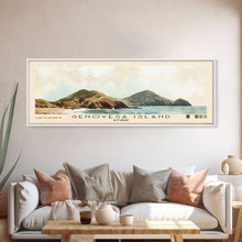 Load image into Gallery viewer, Genovesa Island, Ecuador Watercolor Beach Print, Vacation Gift, Ecuador Wall Art, Framed Canvas Print, Framed Beach Painting
