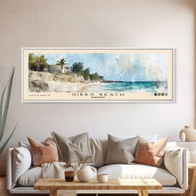 Load image into Gallery viewer, Gibbs Beach, Barbados Watercolor Print, Vacation Gift, Barbados Wall Art, Beach Painting, Beach Decor, Large Wall Art, Wood Frame Art
