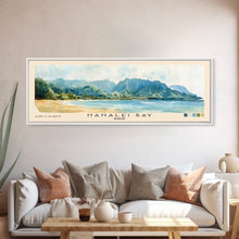 Cargar imagen en el visor de la galería, Hanalei Bay, Hawaii Watercolor Beach Print, Vacation Gift, Hawaii Wall Art, Framed Canvas Print, Framed Beach Painting
