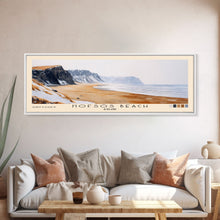 Cargar imagen en el visor de la galería, Hofsós Beach, Iceland Watercolor Beach Print, Vacation Gift, Iceland Wall Art, Framed Canvas Print, Framed Beach Painting
