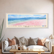 Load image into Gallery viewer, Pink sand Subic beach Matnog, Philippines Watercolor Print, Vacation Gift, Philippines Wall Art, Beach Painting, Beach Decor, Large Wall Art, Wood Frame Art
