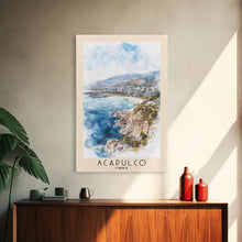 Load image into Gallery viewer, Acapulco, Chile Watercolor Beach Print, Vacation Gift, Chile Wall Art, Beach Painting, Beach Decor, Beach Painting

