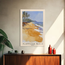 Load image into Gallery viewer, Alappuzha Beach, India Watercolor Print, Vacation Gift, India Wall Art, Beach Painting, Beach Decor, Large Wall Art, Wood Frame Art
