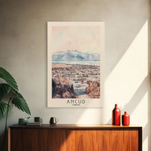 Load image into Gallery viewer, Ancud, Chile Watercolor Print, Vacation Gift, Chile Wall Art, Beach Painting, Beach Decor, Large Wall Art, Wood Frame Art
