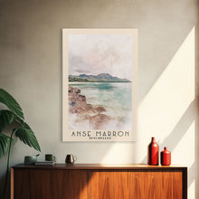 Load image into Gallery viewer, Anse Marron, Seychelles Watercolor Print, Vacation Gift, Seychelles Wall Art, Beach Painting, Beach Decor, Large Wall Art, Wood Frame Art

