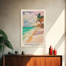 Carregar imagem no visualizador da galeria, Arashi Beach, Aruba Watercolor Beach Print, Vacation Gift, Aruba Wall Art, Framed Canvas Print, Framed Beach Painting
