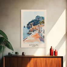 Load image into Gallery viewer, Atrani, Italy Watercolor Beach Print, Vacation Gift, Italy Wall Art, Beach Painting, Beach Decor, Beach Painting
