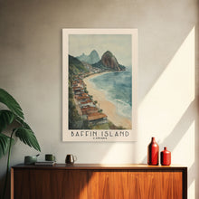 Load image into Gallery viewer, Baffin Island, Canada Watercolor Print, Vacation Gift, Canada Wall Art, Beach Painting, Beach Decor, Large Wall Art, Wood Frame Art
