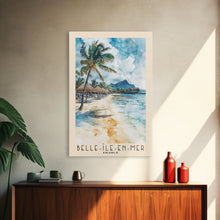 Load image into Gallery viewer, Belle-Île-en-Mer, France Watercolor Print, Vacation Gift, France Wall Art, Beach Painting, Beach Decor, Large Wall Art, Wood Frame Art
