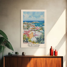Load image into Gallery viewer, Bermuda, United Kingdom Watercolor Beach Print, Vacation Gift, United Kingdom Wall Art, Framed Canvas Print, Framed Beach Painting
