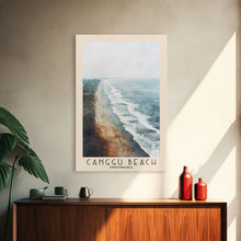 Load image into Gallery viewer, Canggu Beach, Indonesia Watercolor Print, Vacation Gift, Indonesia Wall Art, Beach Painting, Beach Decor, Large Wall Art, Wood Frame Art
