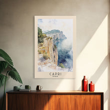 Load image into Gallery viewer, Capri, Italy Watercolor Beach Print, Vacation Gift, Italy Wall Art, Beach Painting, Beach Decor, Beach Painting
