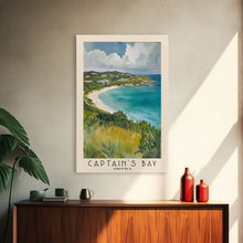 Load image into Gallery viewer, Captain&#39;s Bay, Anguila Watercolor Print, Vacation Gift, Anguila Wall Art, Beach Painting, Beach Decor, Large Wall Art, Wood Frame Art

