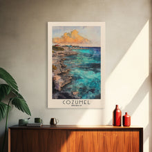 Load image into Gallery viewer, Cozumel, Mexico Watercolor Print, Vacation Gift, Mexico Wall Art, Beach Painting, Beach Decor, Large Wall Art, Wood Frame Art
