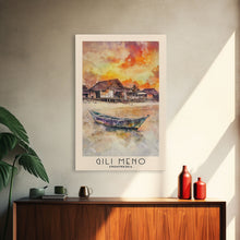 Load image into Gallery viewer, Gili Meno, Indonesia Watercolor Print, Vacation Gift, Indonesia Wall Art, Beach Painting, Beach Decor, Large Wall Art, Wood Frame Art
