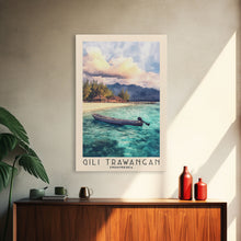 Load image into Gallery viewer, Gili Trawangan, Indonesia Watercolor Beach Print, Vacation Gift, Indonesia Wall Art, Framed Canvas Print, Framed Beach Painting
