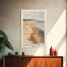 Load image into Gallery viewer, Mustang Island State Park, Texas Watercolor Print, Vacation Gift, Texas Wall Art, Vacation Wall Art, Vacatation Memories, Beach Decor, Beach Or Lakehouse Art
