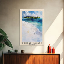 Load image into Gallery viewer, Rangali Island, Maldives Watercolor Beach Print, Vacation Gift, Maldives Wall Art, Framed Canvas Print, Framed Beach Painting
